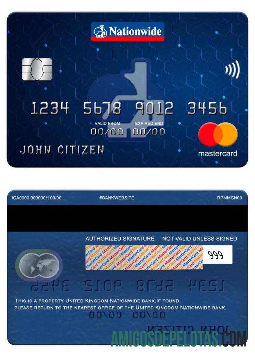 Mastercard do Banco Nacional do Reino Unido exemplo real